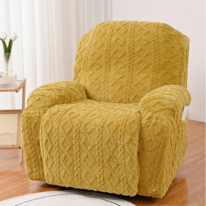 Textured cable knit plush recliner cover. Jacquard sofa slipcover adds warmth & style to your home.