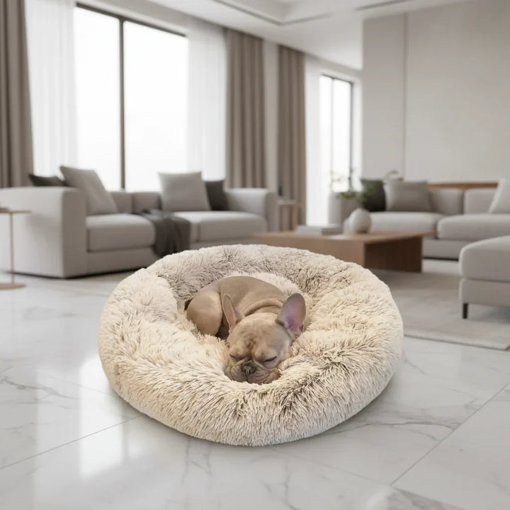 Plush Calming Dog Bed - Cozy, supportive pet lounger for anxiety relief. Machine washable comfort for dogs.