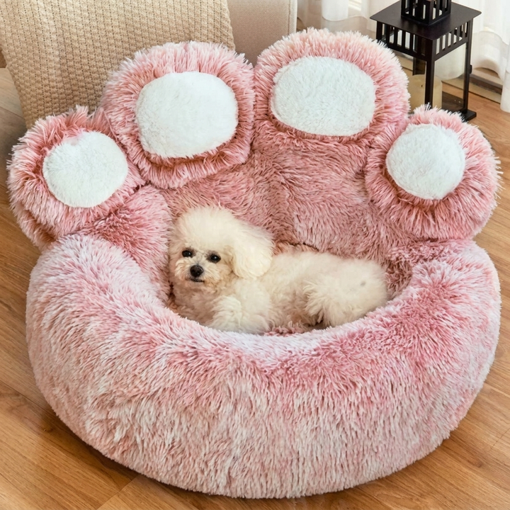 Plush calming dog sofa bed with removable, washable cover for ultimate pet comfort and anxiety relief.