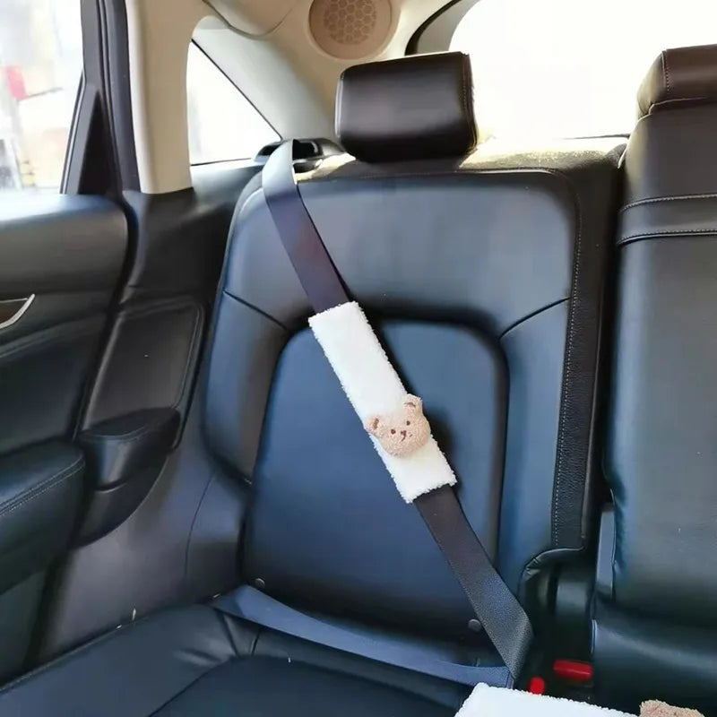 Plush U-shaped seat belt pillow, 'Sleepy Fox' design, ideal for napping during long car rides