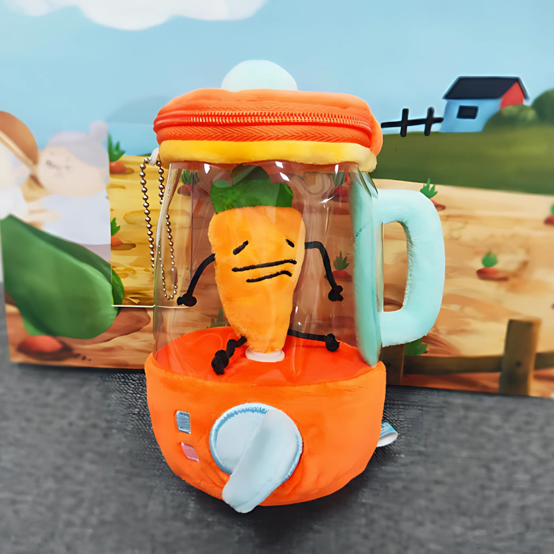 Plush carrot mixer toy with colorful soft carrot pieces, perfect for kids' interactive developmental play