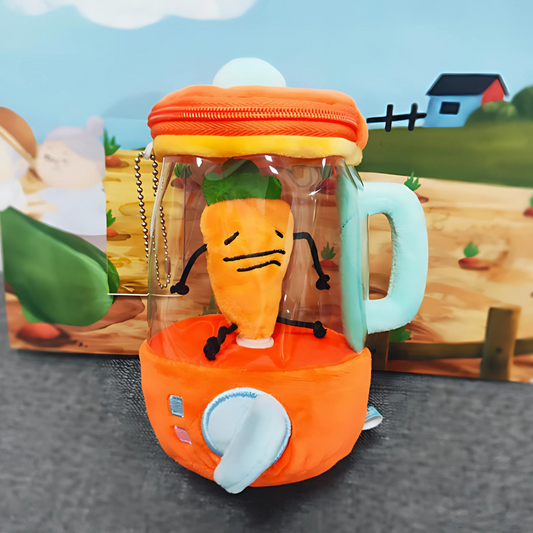 Plush carrot mixer toy with colorful soft carrot pieces, perfect for kids' interactive developmental play