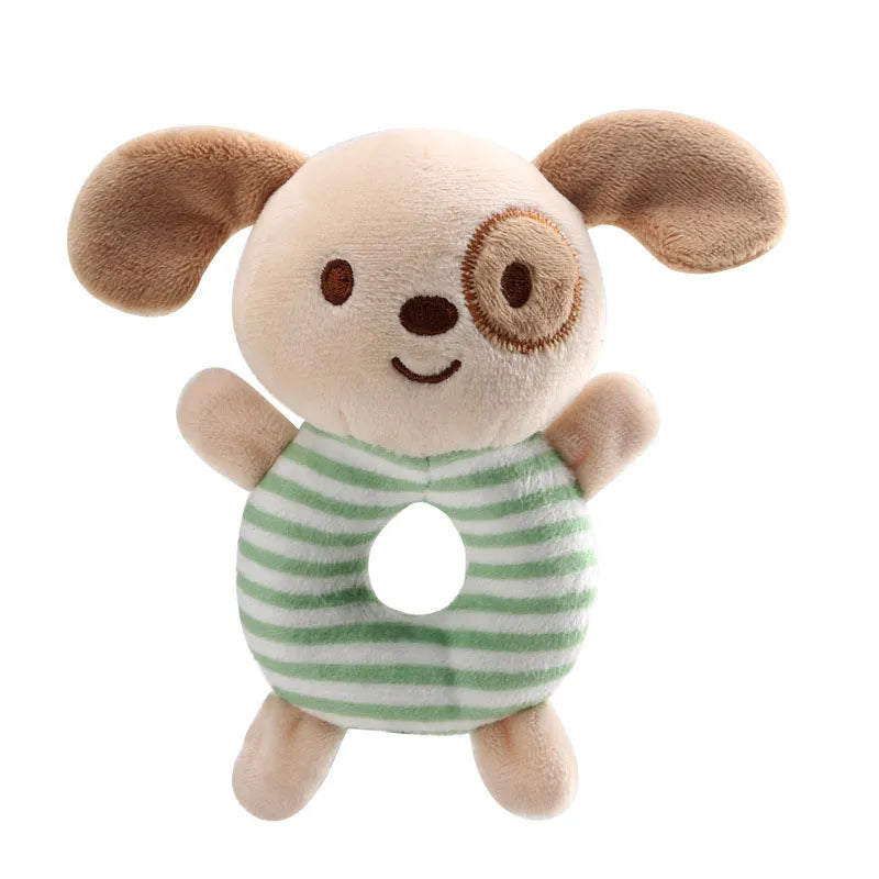 Vibrant cartoon zebra plush baby rattle and hand ring toy, a captivating newborn gift for sensory exploration.