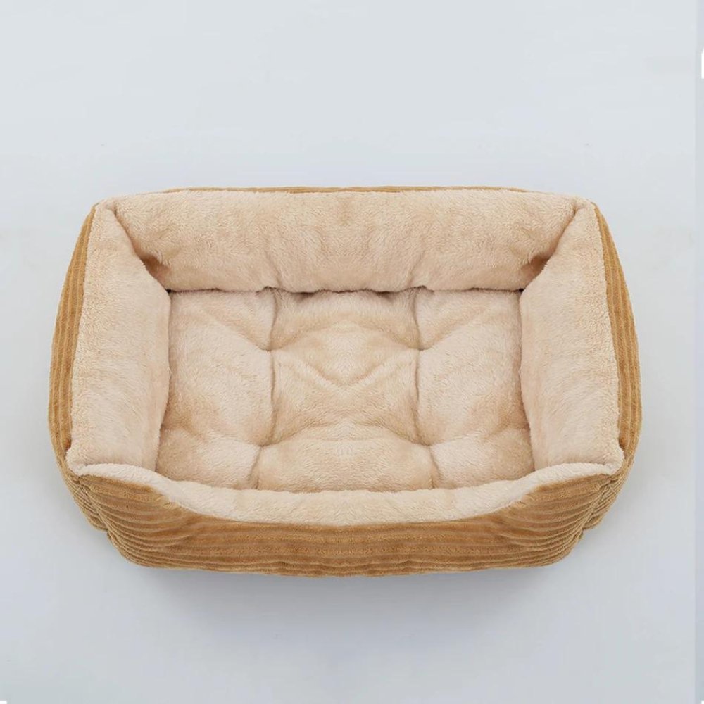 Stylish plush dog bed, a modern piece of pet furniture that enhances home decor and pet comfort.