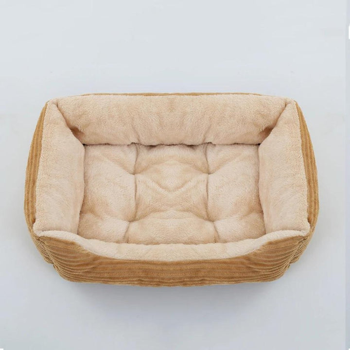 Stylish plush dog bed, a modern piece of pet furniture that enhances home decor and pet comfort.
