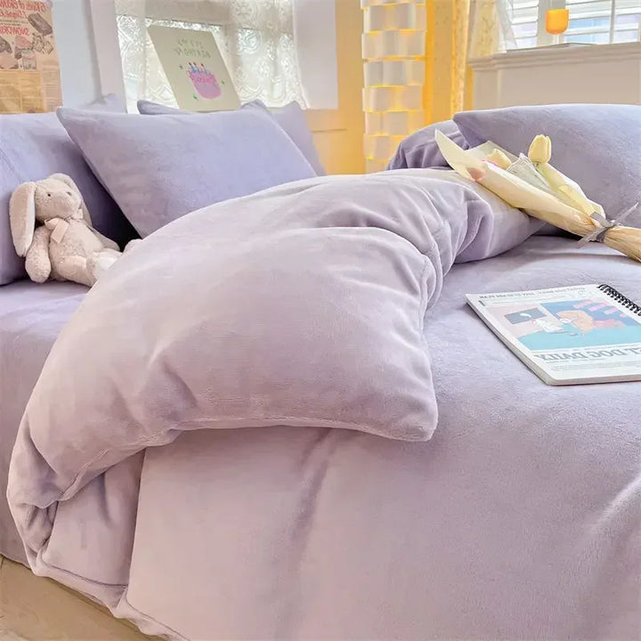 Plush flannel fleece duvet cover for ultimate cozy winter warmth and comfort.
