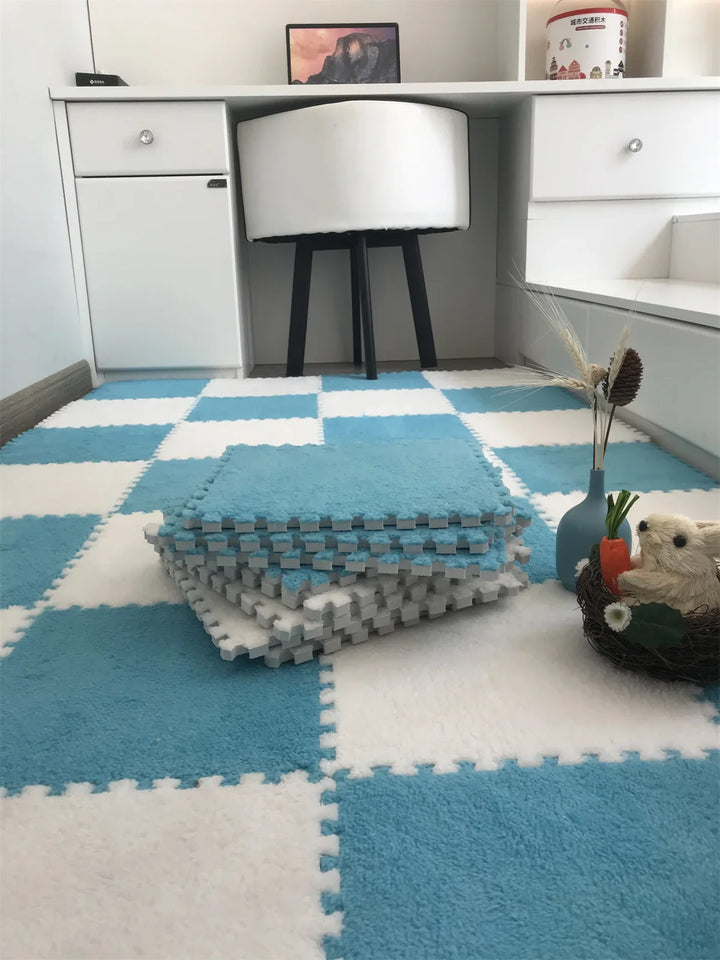 Modern plush foam floor mat for a chic and safe baby's room or playroom.