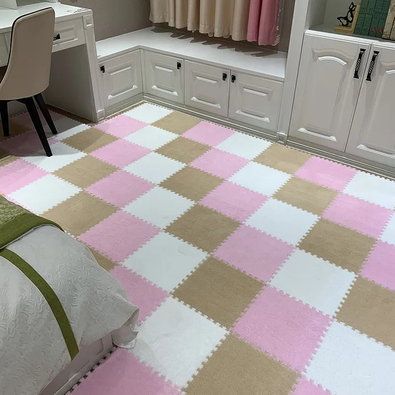 Customizable plush foam playmat tiles, perfect nursery decor for a safe baby play area.