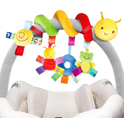 Plush hanging lion, elephant, and monkey stroller and crib activity toys for sensory play, newborn