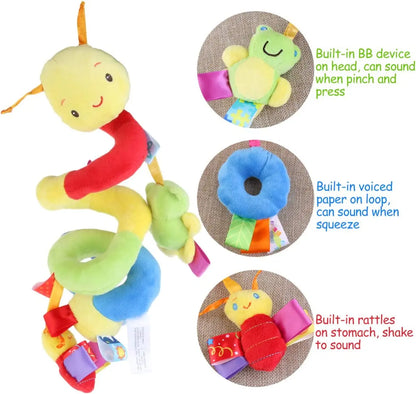 Unisex plush hanging rattle and teether toys, ideal for baby sensory and crib activity, newborn