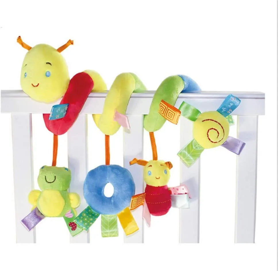 Set of soft plush hanging elephant and giraffe crib and stroller toys for baby development, unisex