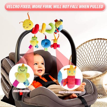 Engaging plush hanging star and moon toys with mirrors for crib and stroller, baby sensory toys