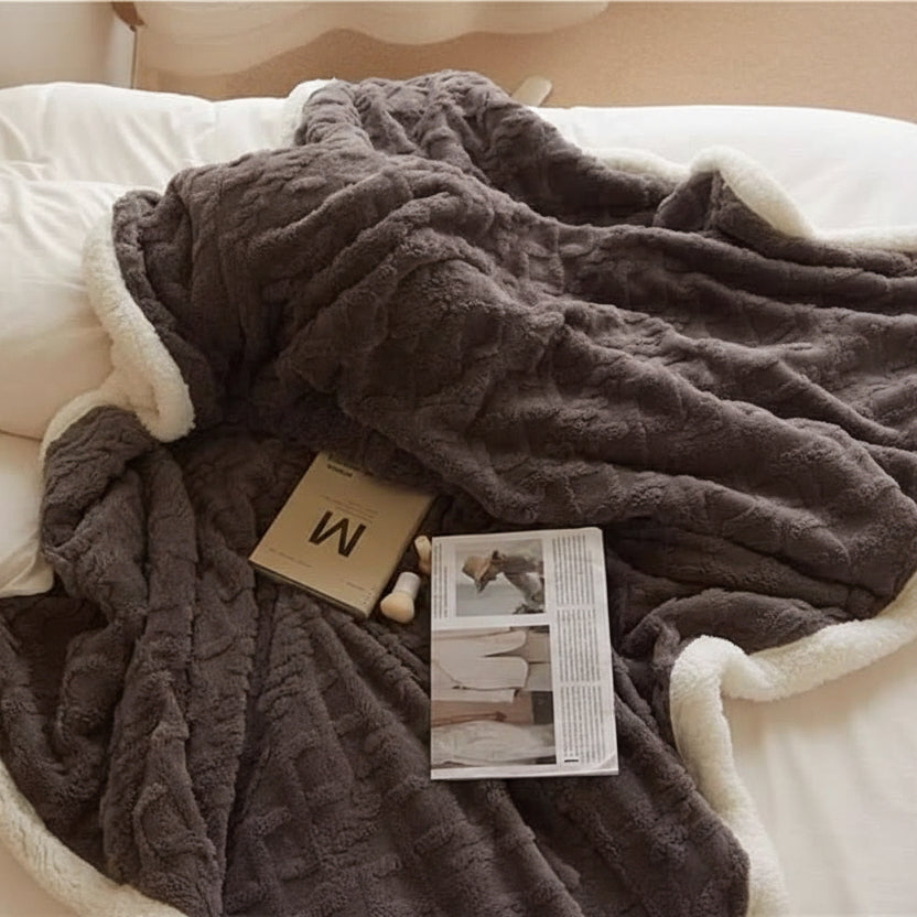 Incredibly soft plush lambswool blanket. Microfiber flannel throw for a warm, cozy bed. Perfect winter comfort.