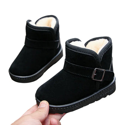 Side view of durable cotton snow boots for boys and girls, designed for winter adventures.