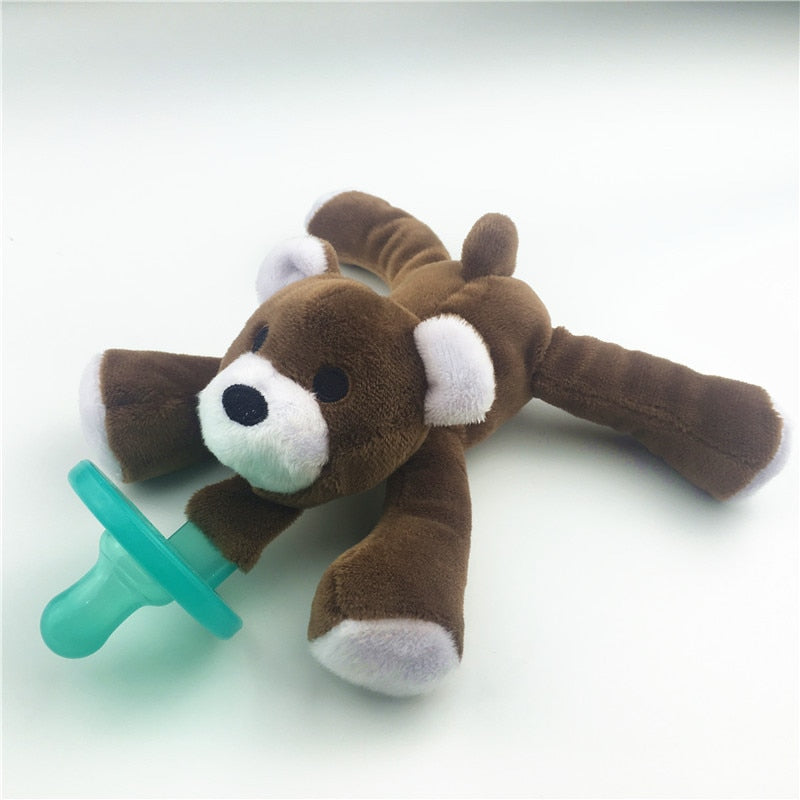 Teething relief for babies: a sweet lamb plush pacifier with a soft, comforting silicone soother.