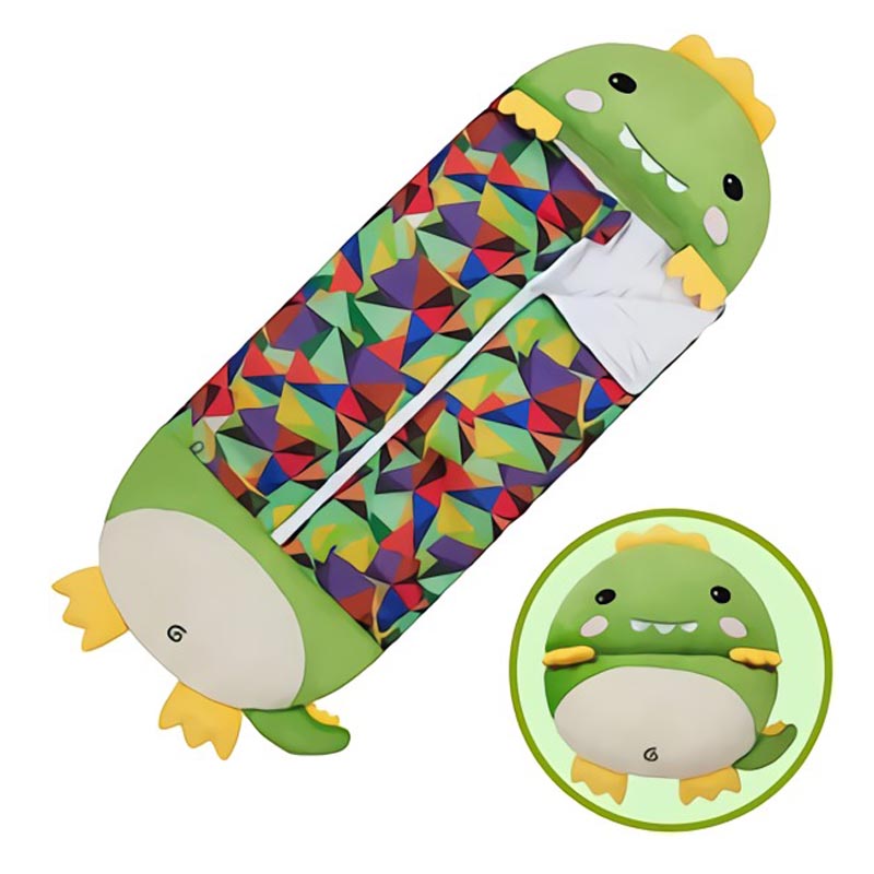 Plush lion animal roll-up sleeping bag with pillow for cozy children's naptime