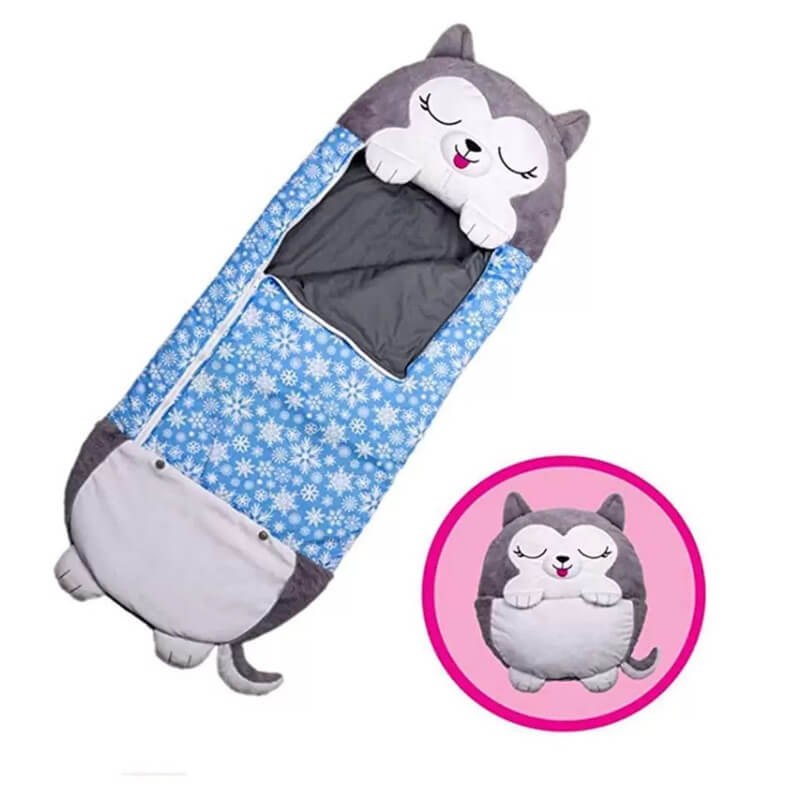 Kids' comfort: striped zebra plush animal roll-up sleeping bag with soft pillow