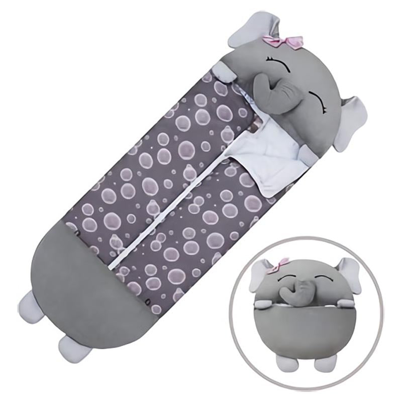Cozy kids' animal sleeping bag, plush pink unicorn design with integrated pillow