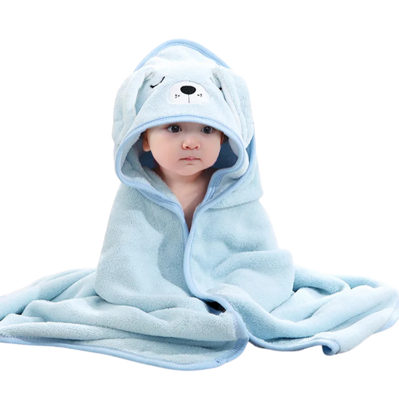 Unisex fox plush hooded baby towel, ideal for infant comfort and quick drying