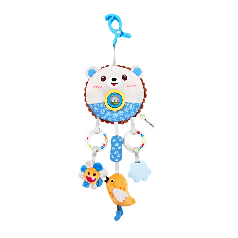 Cute animal plush rattle, ideal crib toy for newborns, stimulates baby's senses.