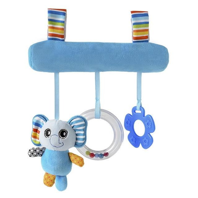 Stroller accessory, plush bunny rattle with soft fabrics and gentle sounds for baby's amusement