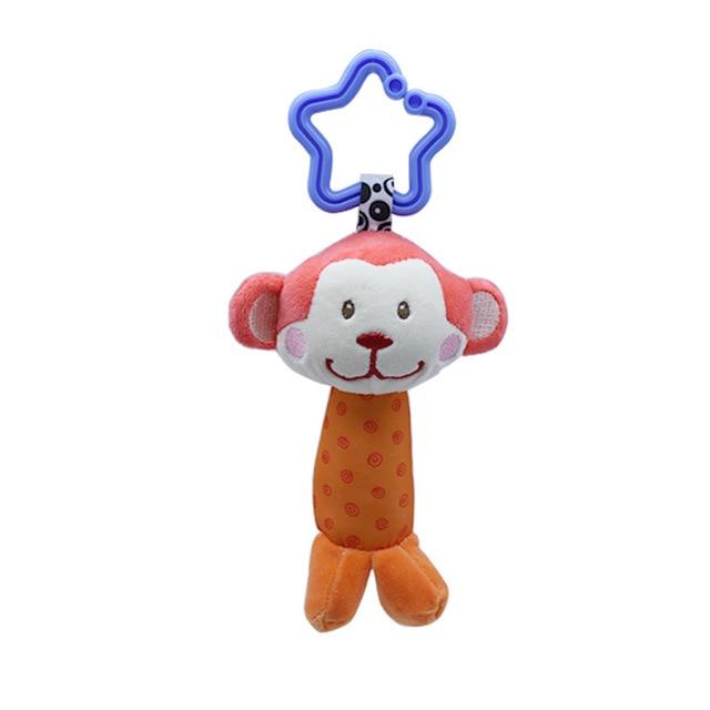 Travel-friendly baby rattle, plush dino design encourages grasping and auditory development