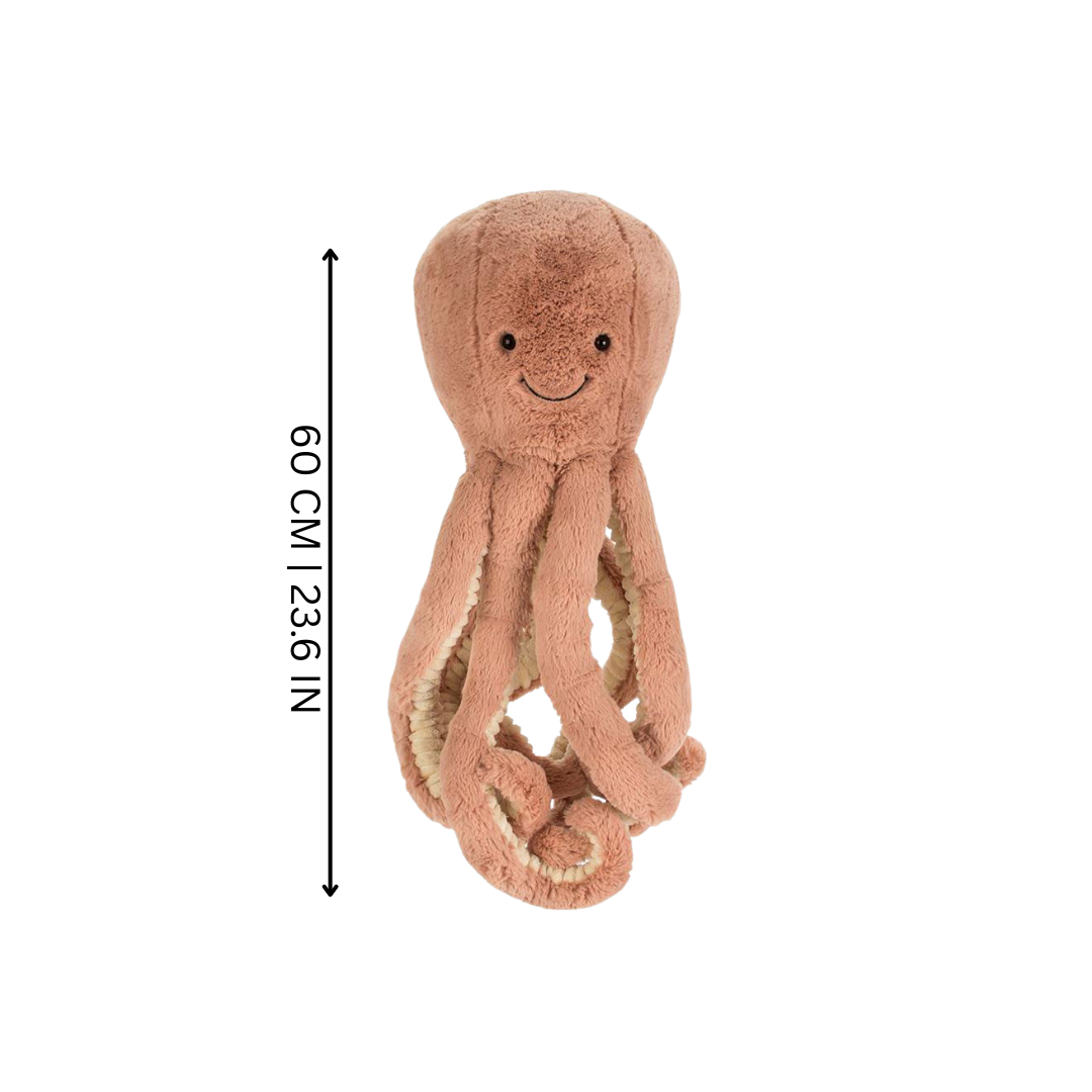 Hypoallergenic baby octopus plush toy, infant soother made with bamboo charcoal