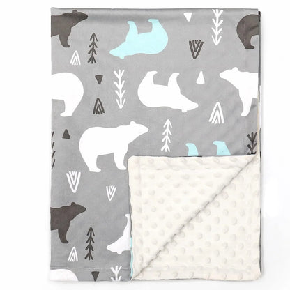Brown baby swaddle, plush fleece with deer design, warm and secure infant wrap for sweet dreams
