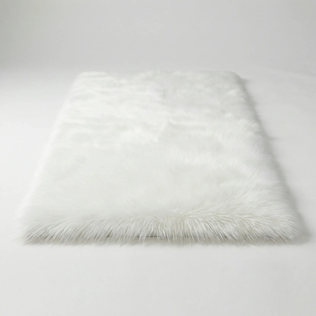 Flowique plush shag faux fur runner rug. Soft, washable area rug with modern wave pattern for home decor.