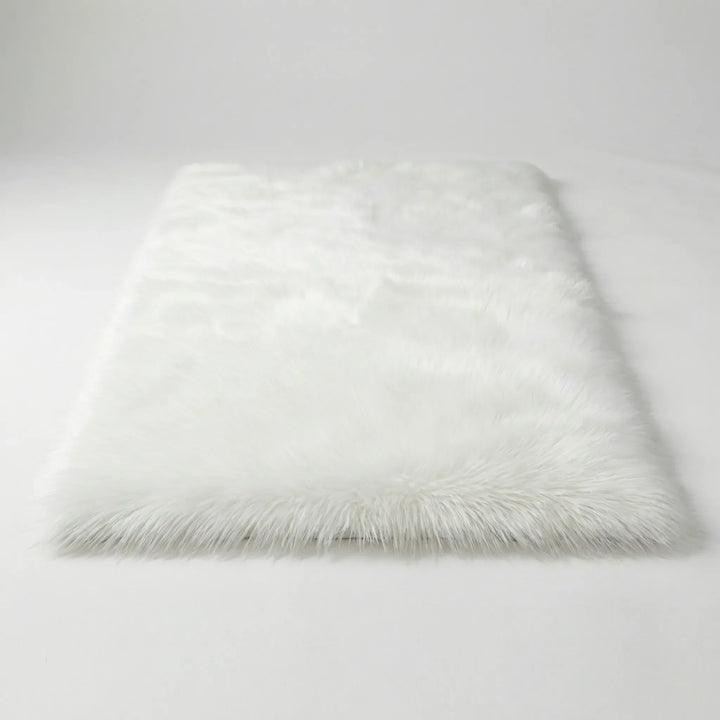 Flowique plush shag faux fur runner rug. Soft, washable area rug with modern wave pattern for home decor.