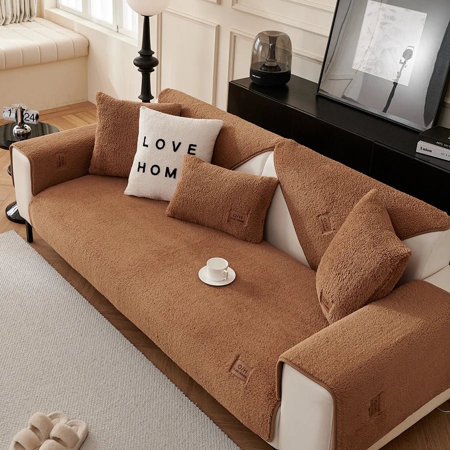 Keep your sofa safe with this durable, pet-friendly plush furniture protector and cover.