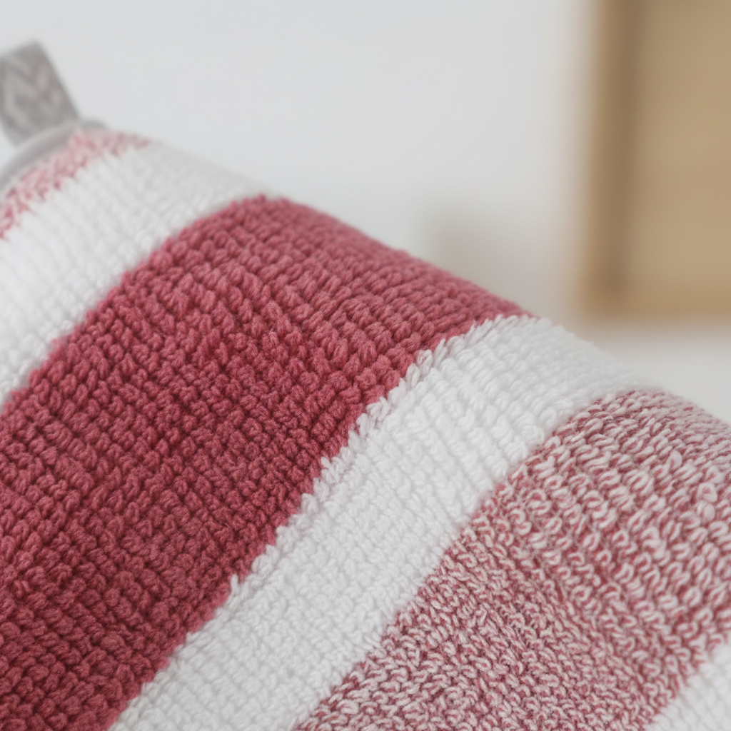 Modern striped microfiber 5-piece towel set. Plush, quick-dry bath linens for stylish and absorbent bathroom decor.