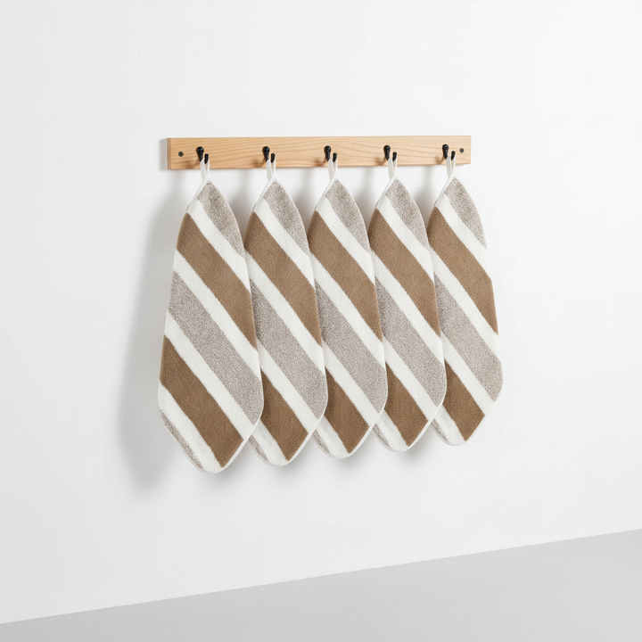 Absorbent & soft striped microfiber 5-piece towel set. Quick-dry bath linens for a modern, plush bathroom experience.