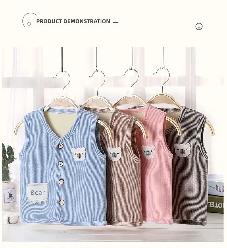 Infant corduroy waistcoat, velvet-lined for optimal winter warmth