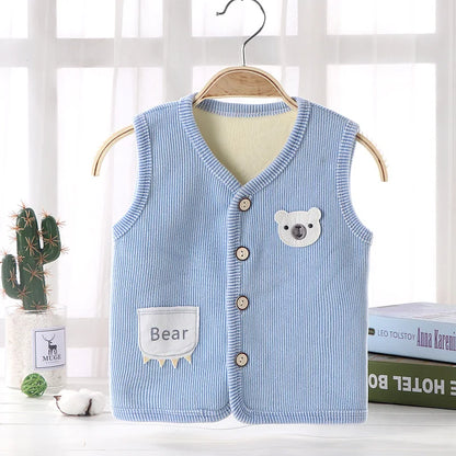 Toddler's corduroy winter waistcoat, velvet lined for warmth