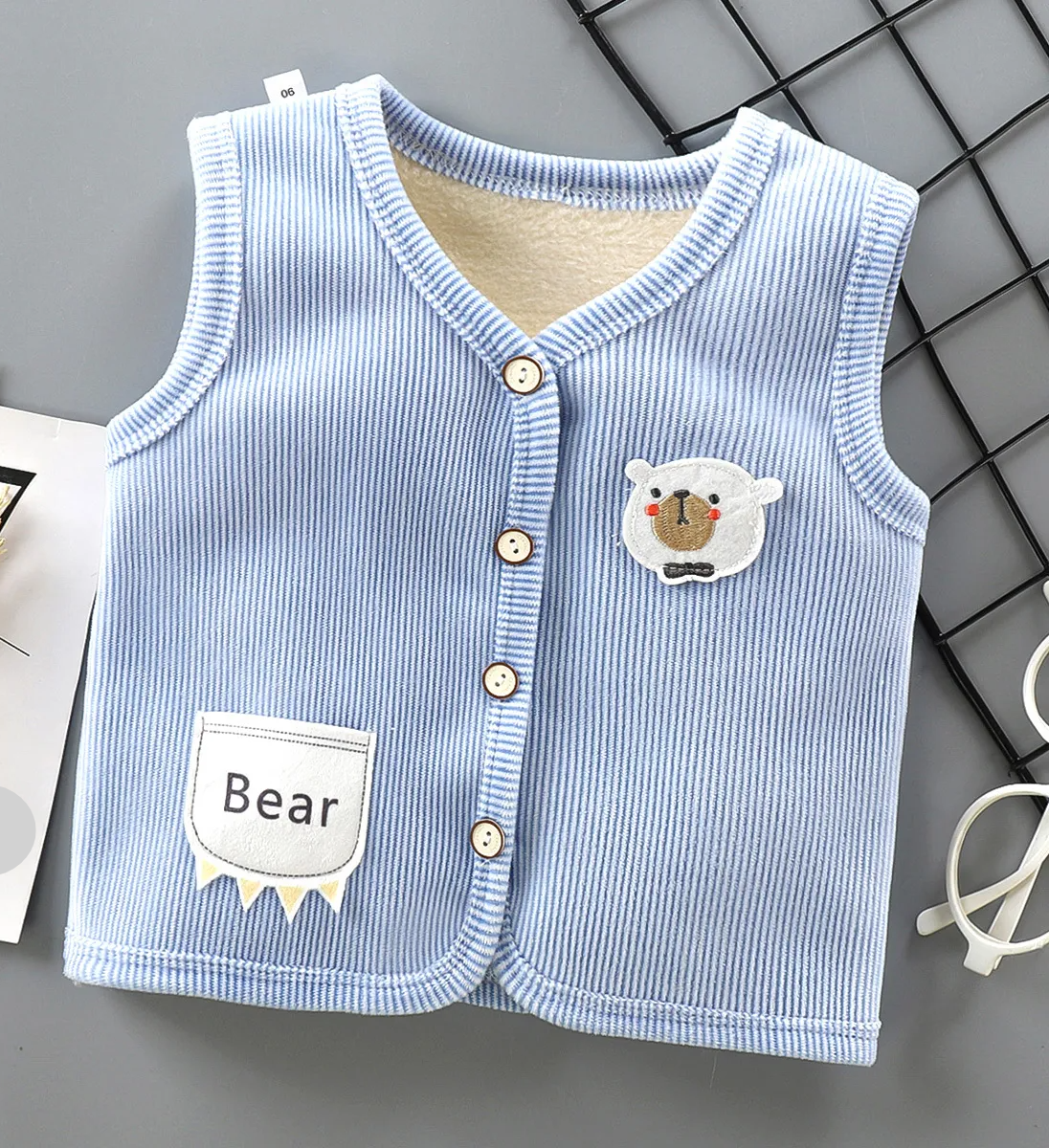 Cozy toddler vest, plush velvet-lined corduroy waistcoat