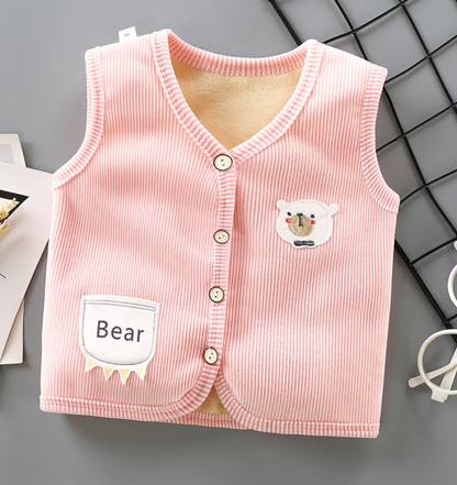 Childrens velvet-lined waistcoat, unisex winter vest for kids