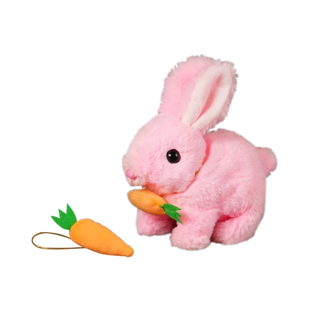 Soft white plush rabbit, interactive and glowing, functioning as a jumping toy for kids' holiday fun