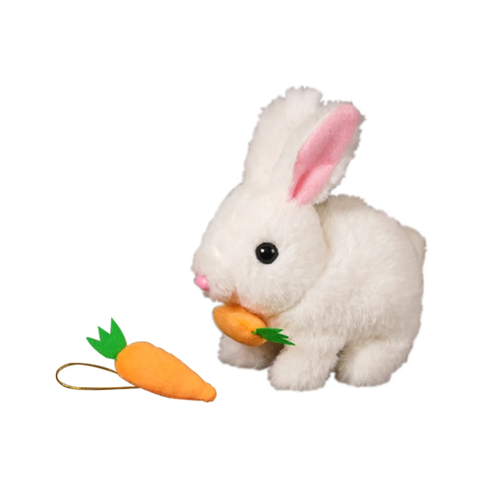 Children's interactive rabbit plush toy, white, glowing, and bouncy, a great educational holiday gift