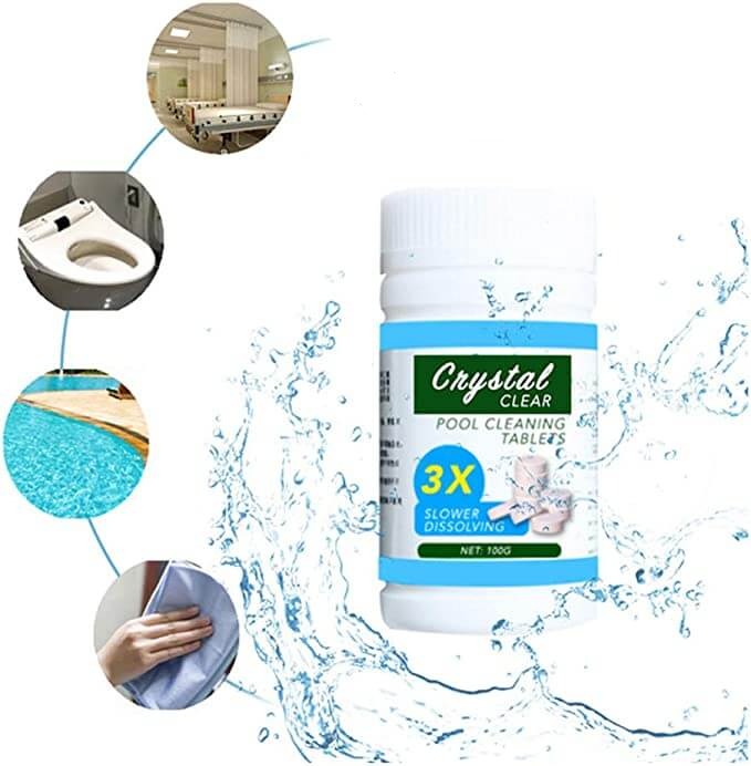Pool water after adding Clarifying Tablets, showing improved clarity. Spa & pool cleaner for crystal clear results.