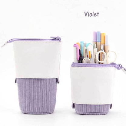 Portable art supply case: pastel corduroy pop-up for artists on the go.