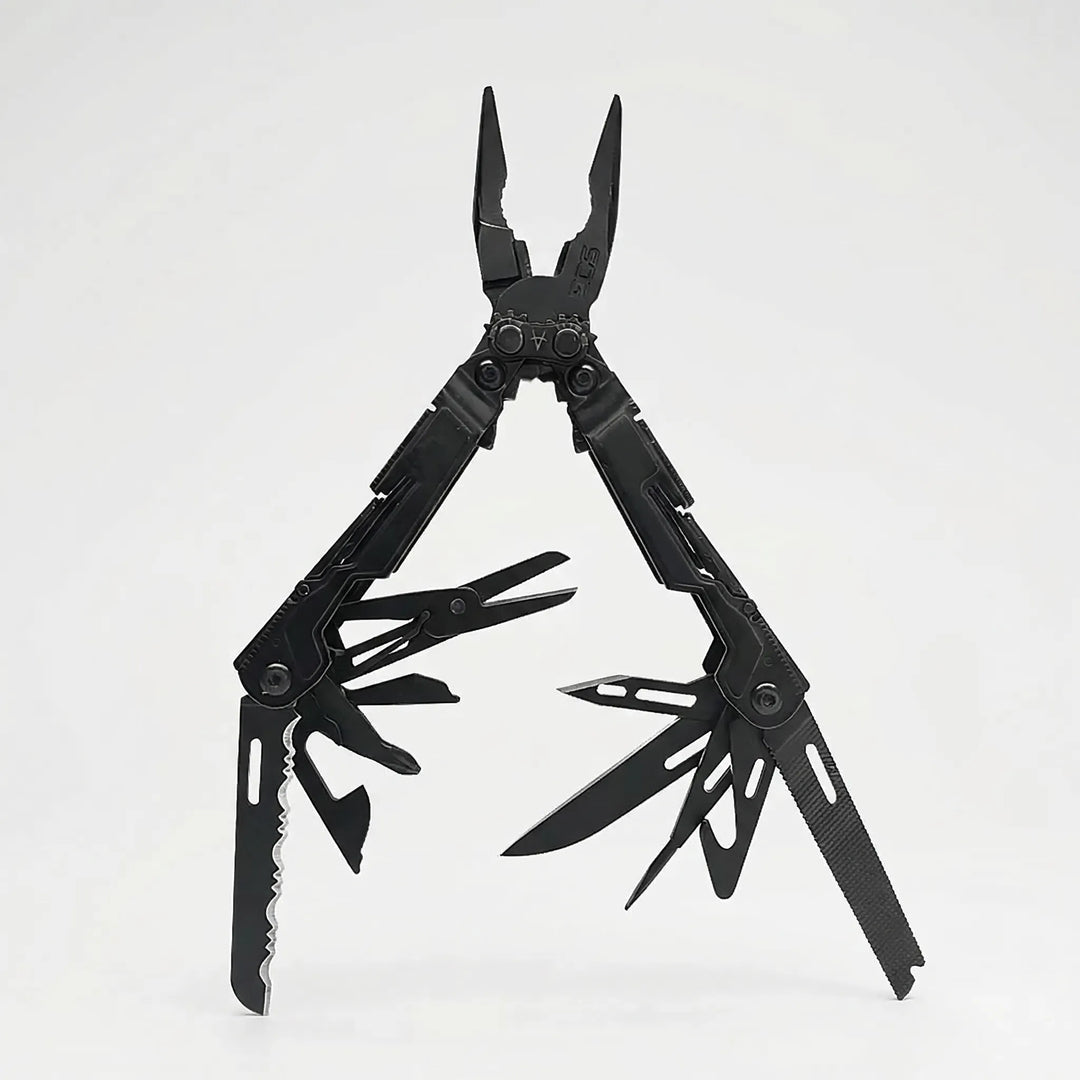Robust 18-function portable multi-tool with pliers for outdoor gear, survival, camping, and everyday utility.