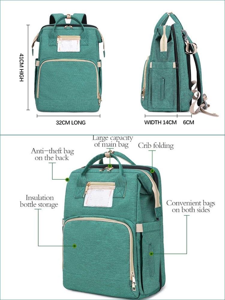 Compact travel bassinet & waterproof diaper bag backpack with changing station for baby travel essentials.