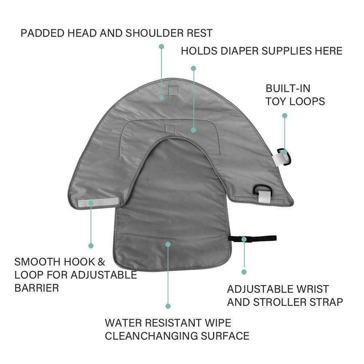 Portable baby changing pad with pockets for diapers and wipes, perfect for on-the-go infant care.