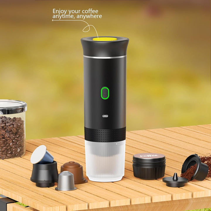 High-quality portable espresso coffee maker with rechargeable battery. Perfect for travel and outdoor adventures.