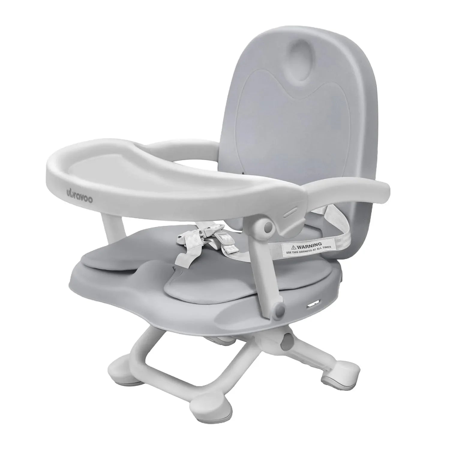 Durable baby high chair alternative: portable booster seat with removable tray for feeding