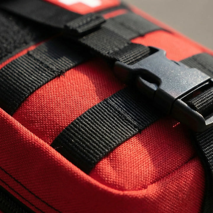 Essential 379-piece first aid kit bag, perfect for car, home, office, and travel emergencies. Be prepared.
