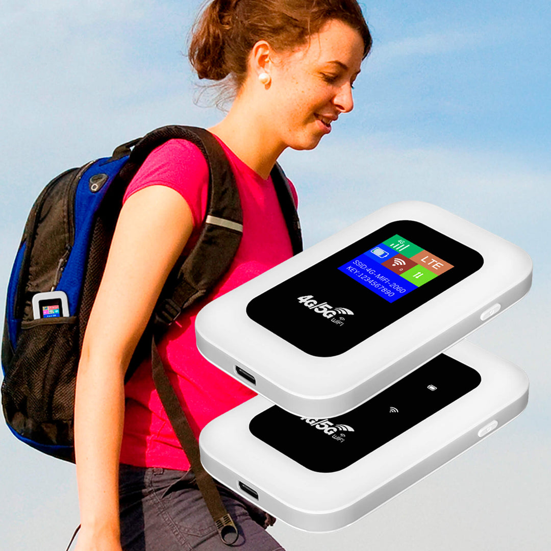 Compact 5G mobile hotspot, perfect for secure, high-speed travel internet & remote work connectivity.