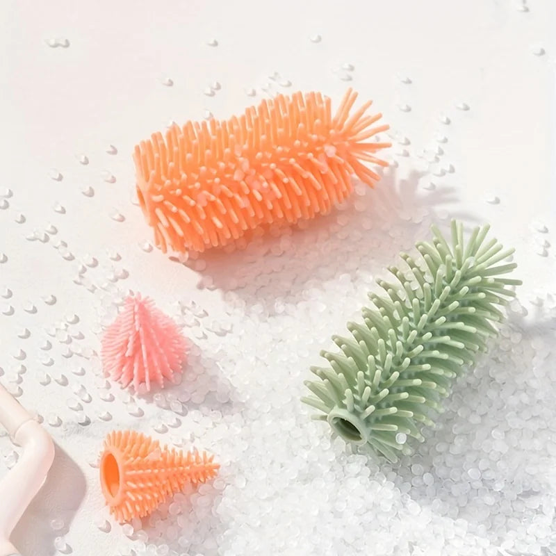 Portable baby bottle drying rack and brush set, essential for clean infant feeding bottles on the go.