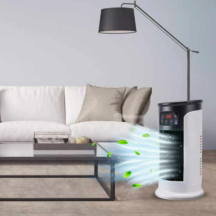 Dorm room portable air conditioner. Compact windowless AC for personal cooling and comfort.